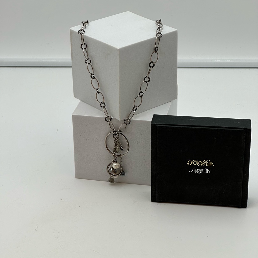 Large Baroque Pearl Necklace Silver, Layered Pearl & Crystal Necklace, GoldSmith